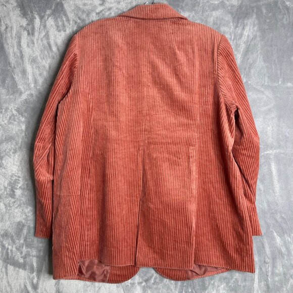 Eloquii Corduroy One Button Blazer Jacket Women's 18 Wide Whale Coral Pink - Picture 2 of 11